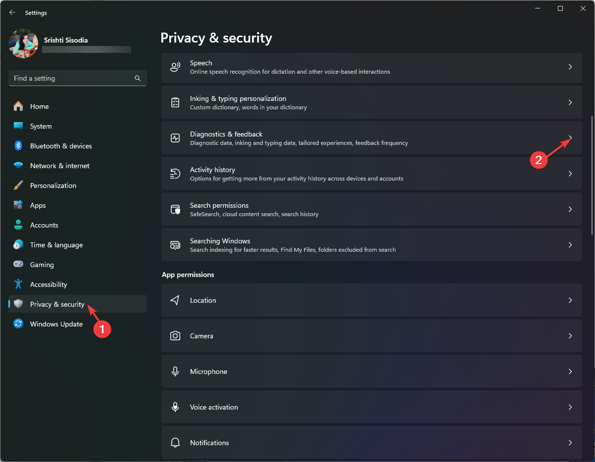  Privacy & security, select Diagnostics & feedback - download Windows 11 23H2