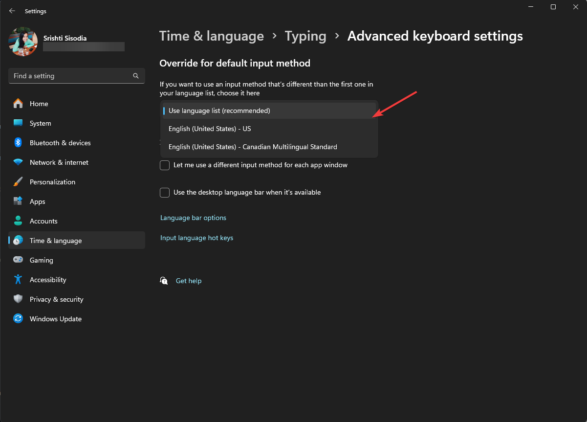Override for default input method option -turn off accents on my Windows 11 keyboard