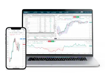 FOREX.com web trader trading app on a computer and smartphone by FOREX.com