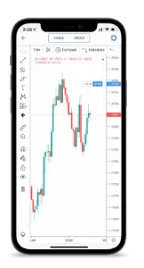 iPhone FOREX.com app screenshot of a trading graph