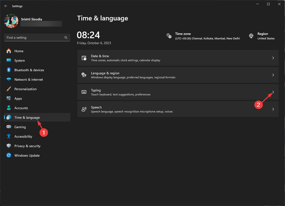 Time & language and select Typing - turn off accents on my Windows 11 keyboard
