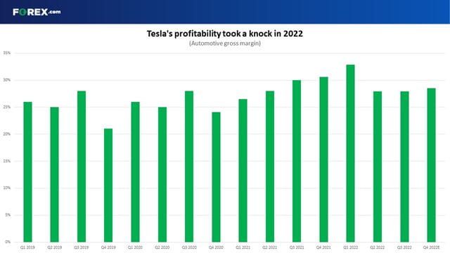 Tesla saw its profitability take a knock in 2022