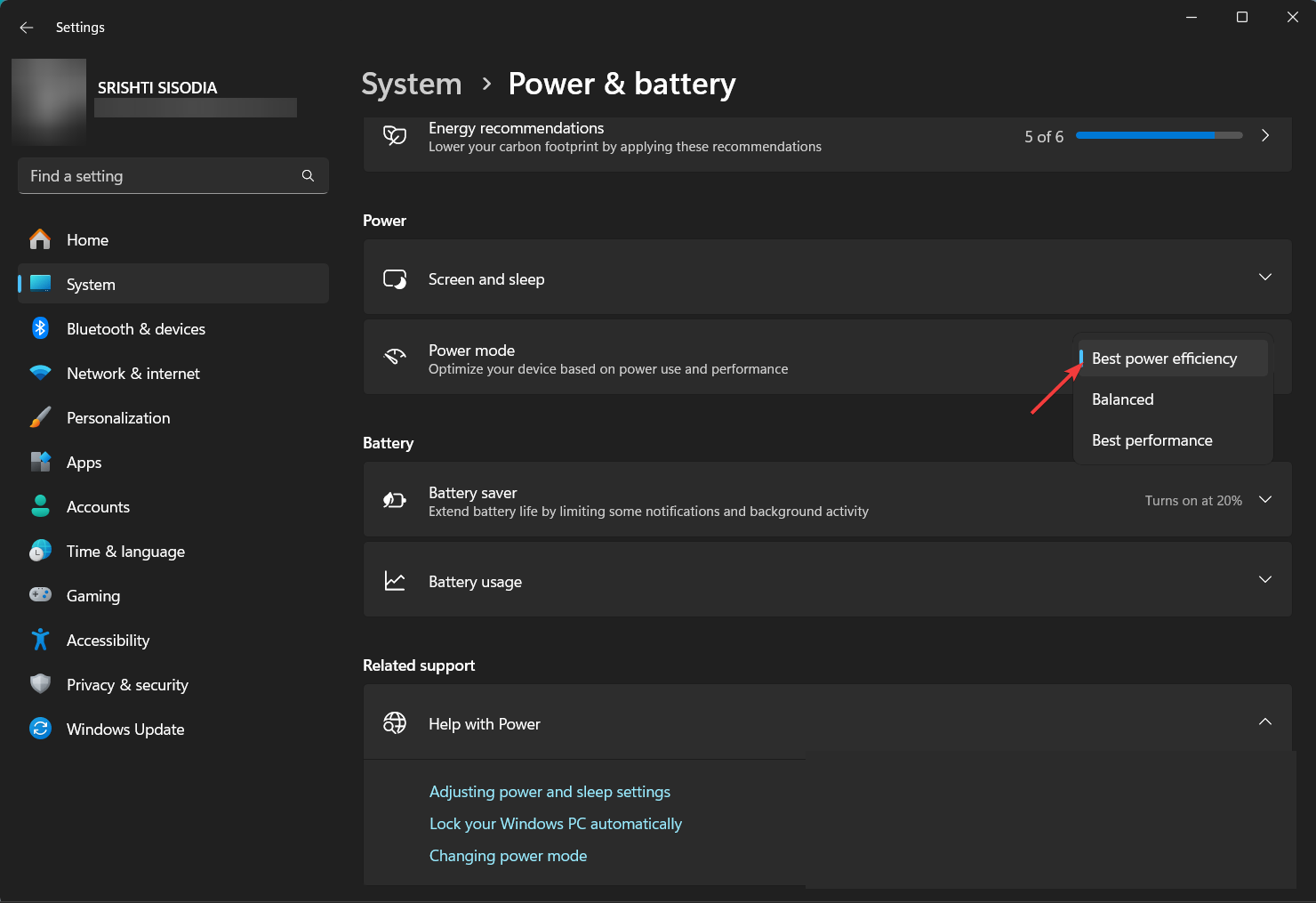 Power & battery - Power Throttling on Windows 11